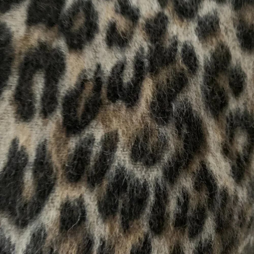 Kate Spade Brushed Leopard Wool Blend Cocoon Coat XS NWT